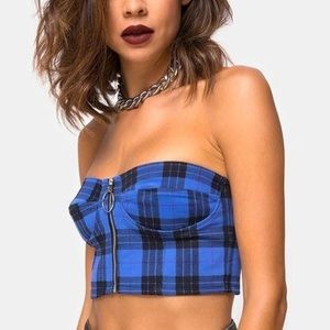 Motel Plaid Bustier Top